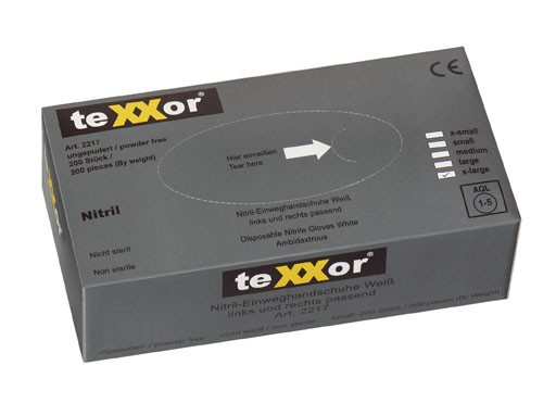 teXXor 2217 Einweg- Nitril Handschuhe 200 Stück in Spenderbox