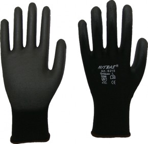 Nitras Nylon Handschuhe mit PU- Beschichtung schwarz Gr. 10