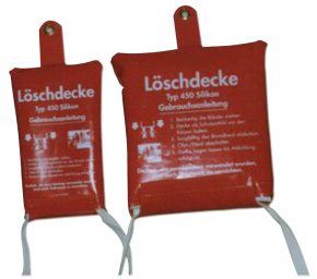 Feuerlöschdecke gefaltet und verpackt